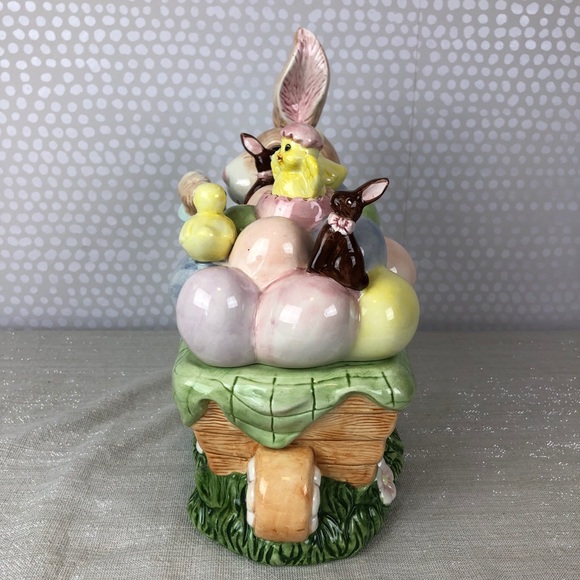 SOLD Easter Bunny Selling Eggs Cookie Jar - Picture 8 of 9
